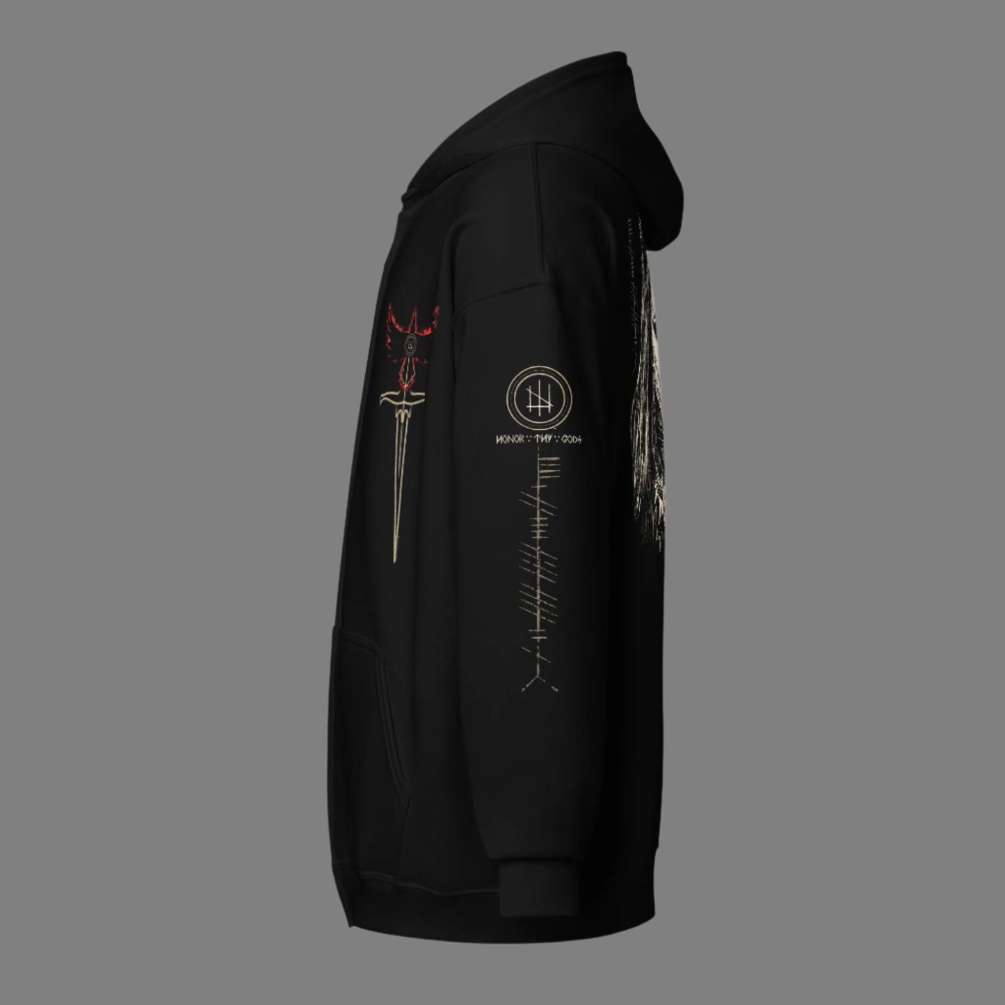 The Morrigan zip up left sleeve